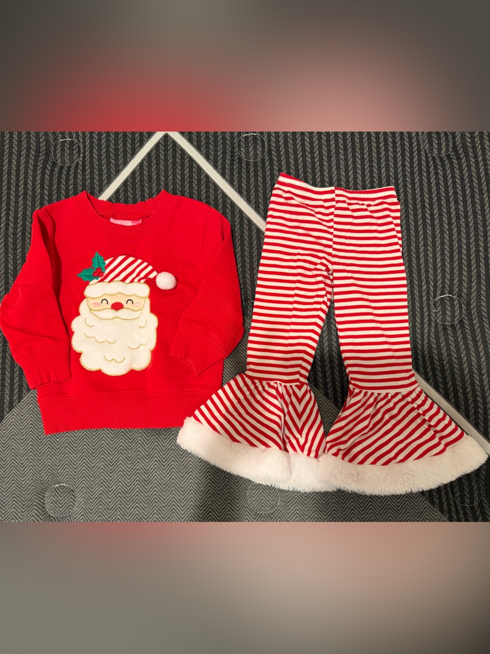 Good Lad Red and White Santa Stripe Kids Matching Set